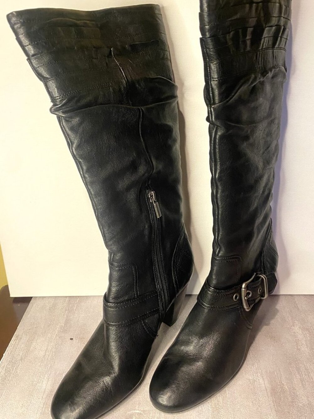 Boutique 9 BT Lewis Black Leather Slouch Boots Size 10M